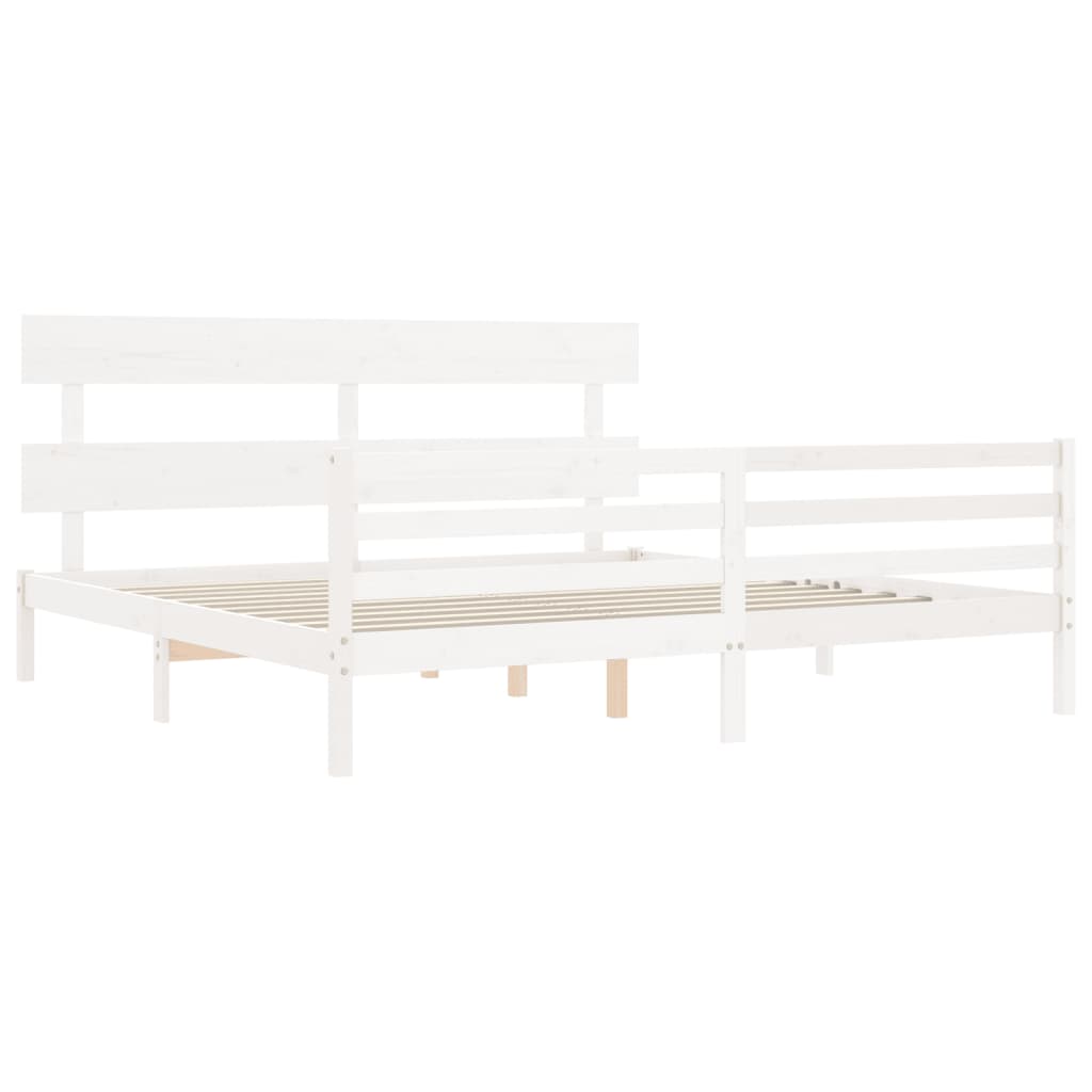 sengeramme med sengegavl 200x200 cm massivt træ hvid