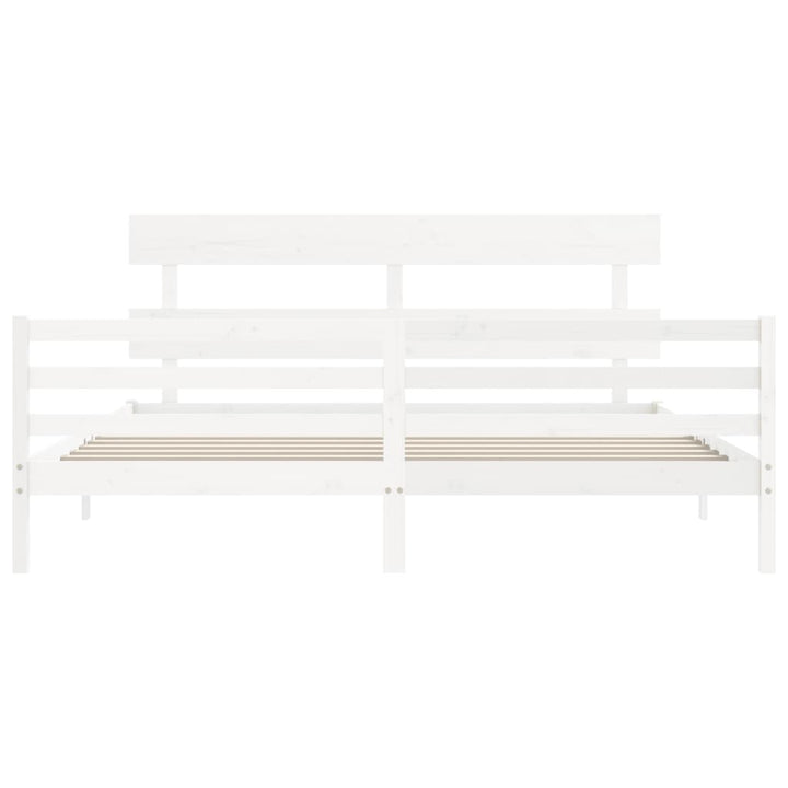 sengeramme med sengegavl 200x200 cm massivt træ hvid