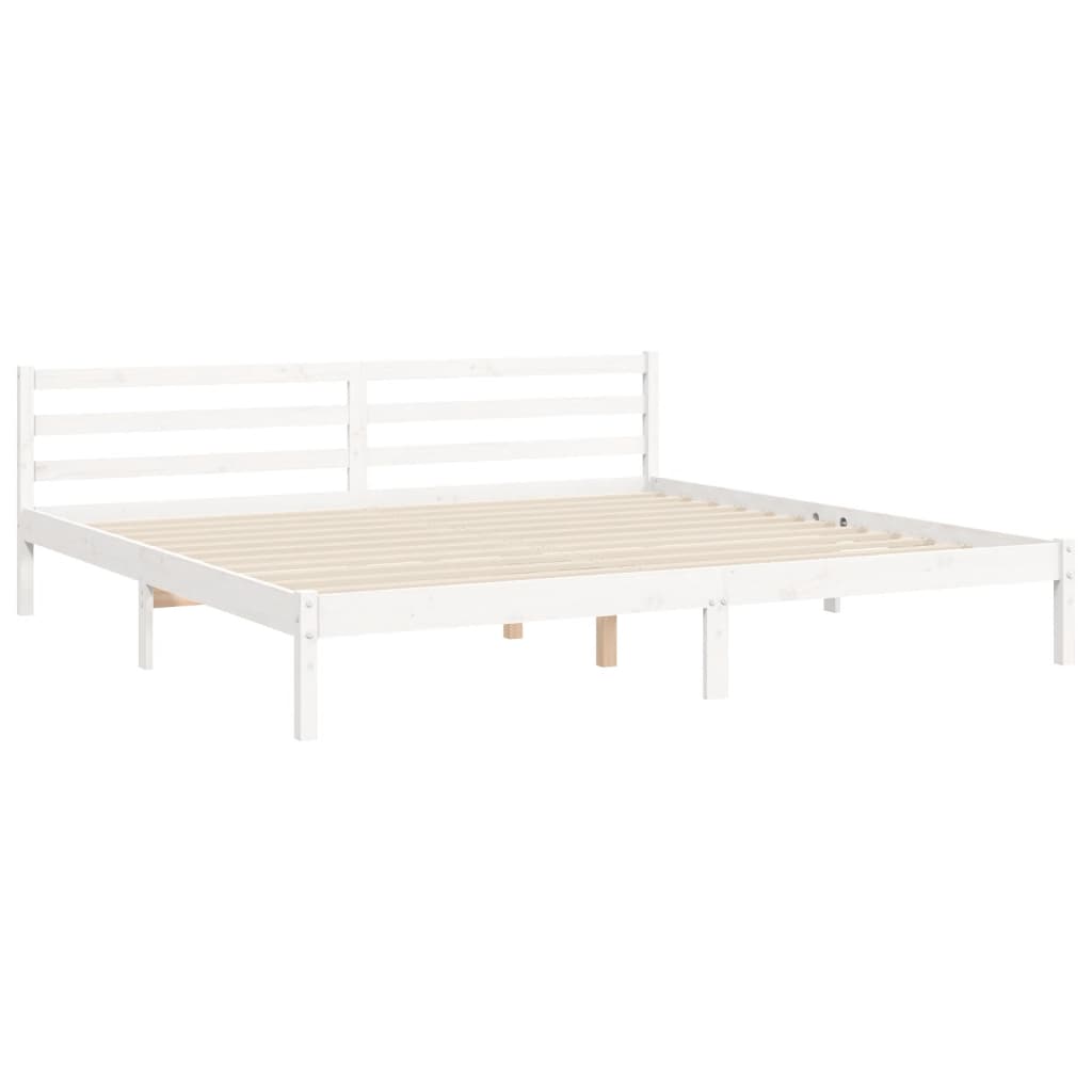 sengeramme med sengegavl 200x200 cm massivt træ hvid