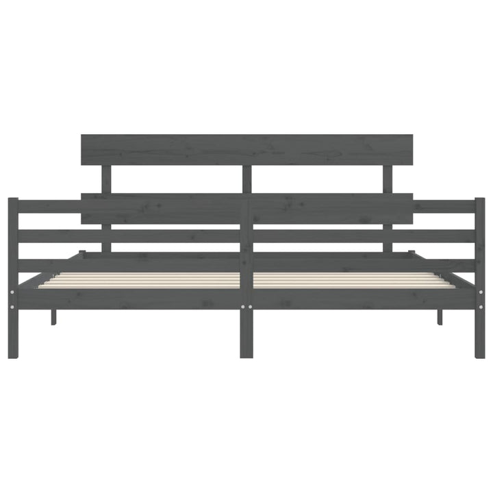 sengeramme med sengegavl 200x200 cm massivt træ grå