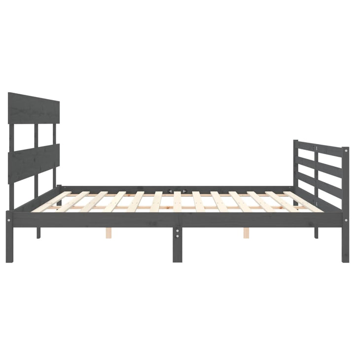 sengeramme med sengegavl 200x200 cm massivt træ grå