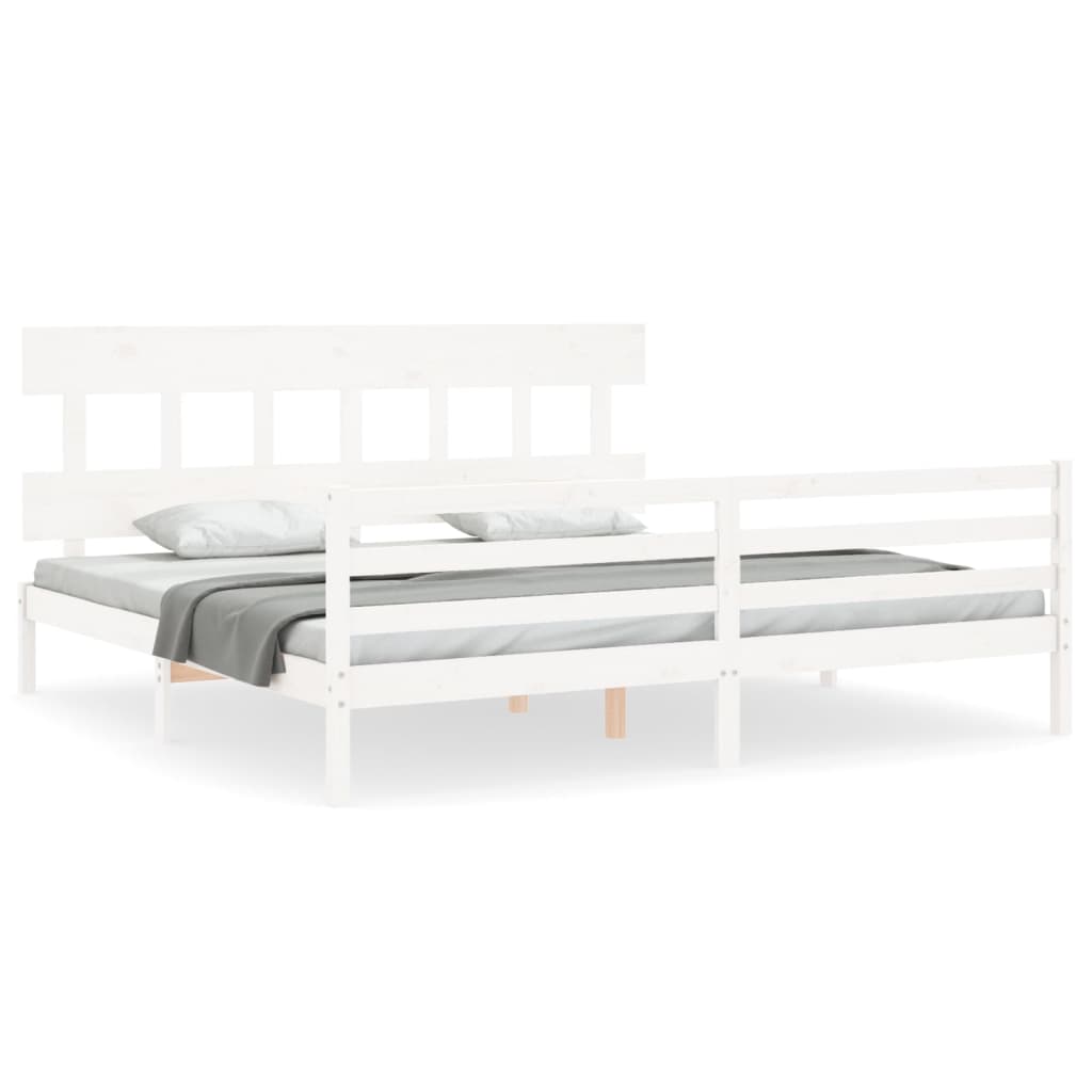 sengeramme med sengegavl 200x200 cm massivt træ hvid
