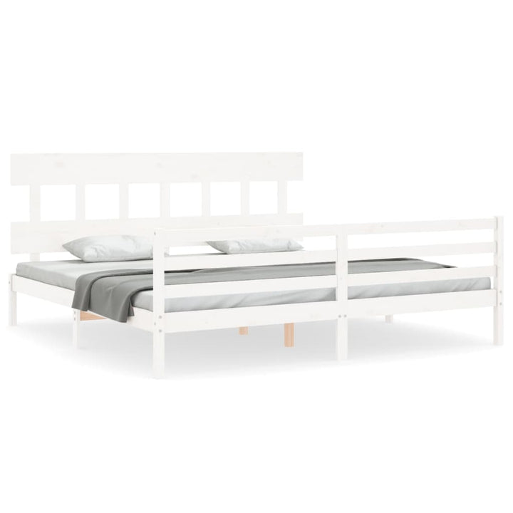 sengeramme med sengegavl 200x200 cm massivt træ hvid