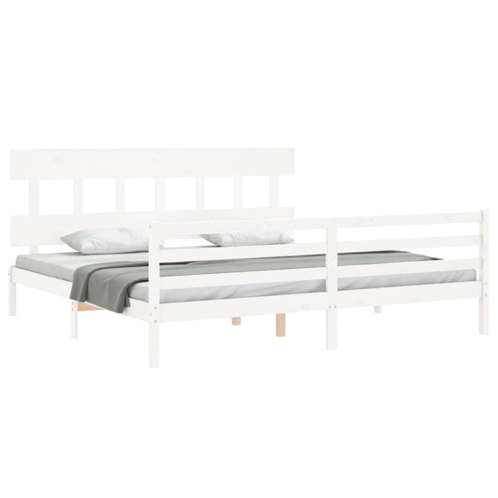 sengeramme med sengegavl 200x200 cm massivt træ hvid
