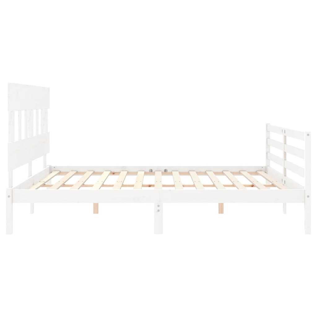 sengeramme med sengegavl 200x200 cm massivt træ hvid