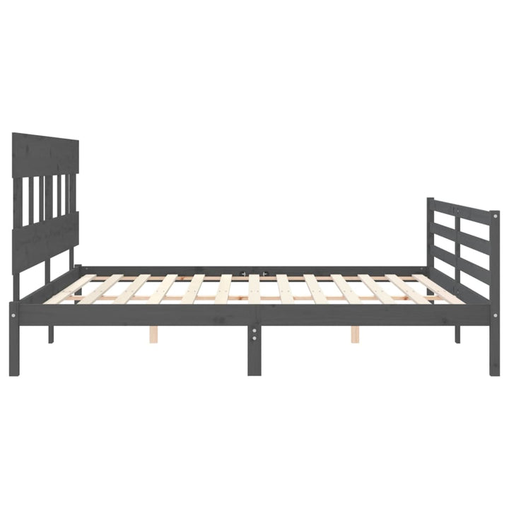 sengeramme med sengegavl 200x200 cm massivt træ grå