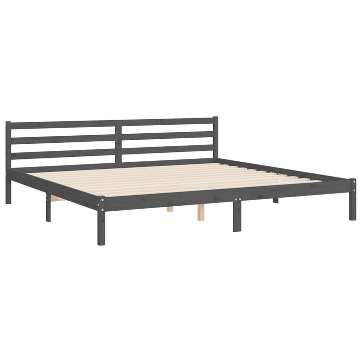 sengeramme med sengegavl 200x200 cm massivt træ grå