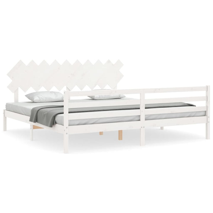 sengeramme med sengegavl 200x200 cm massivt træ hvid