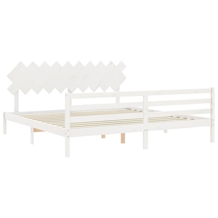 sengeramme med sengegavl 200x200 cm massivt træ hvid