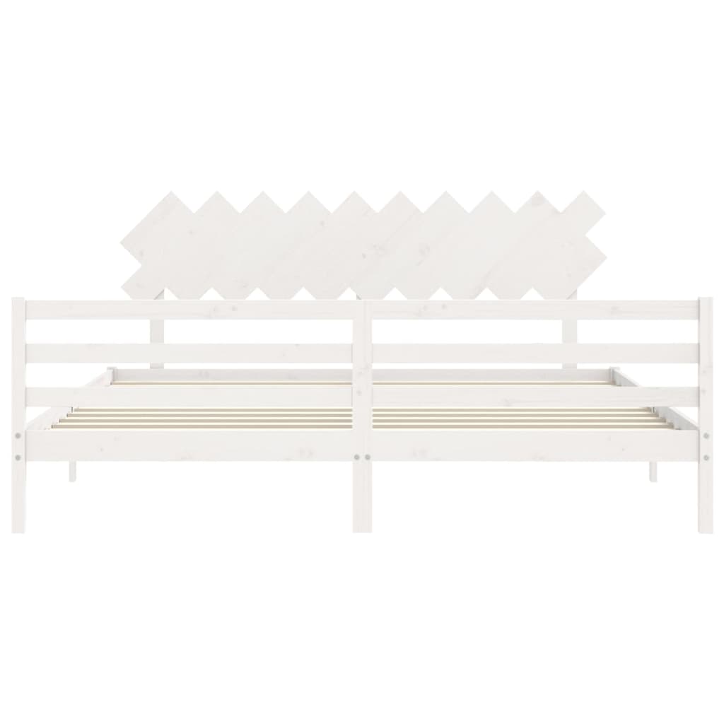 sengeramme med sengegavl 200x200 cm massivt træ hvid