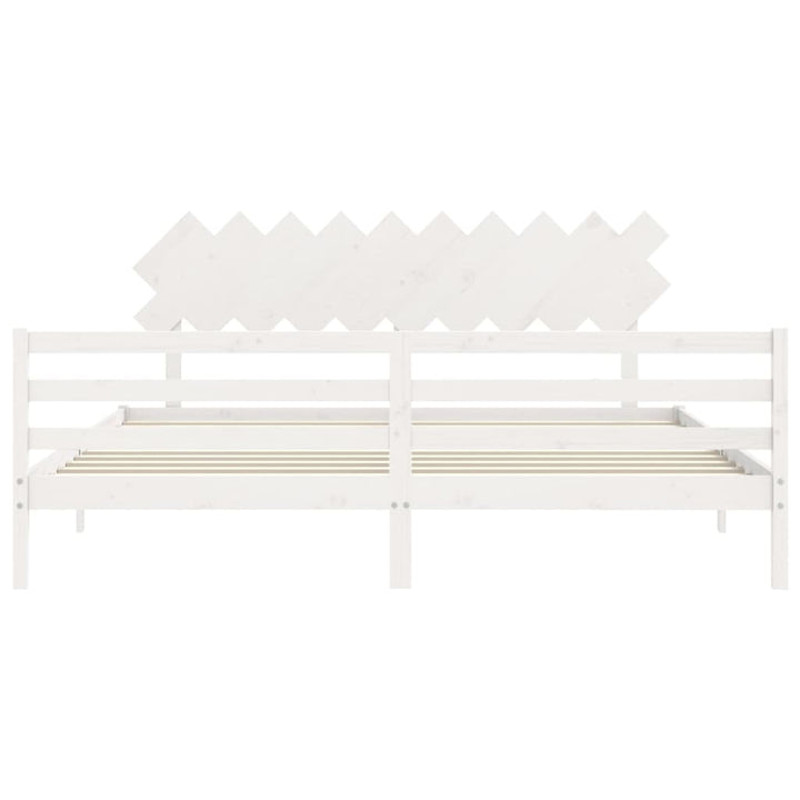 sengeramme med sengegavl 200x200 cm massivt træ hvid