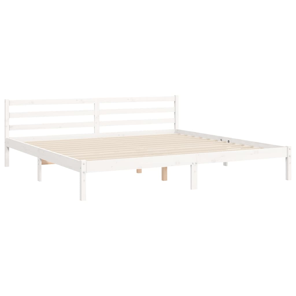 sengeramme med sengegavl 200x200 cm massivt træ hvid