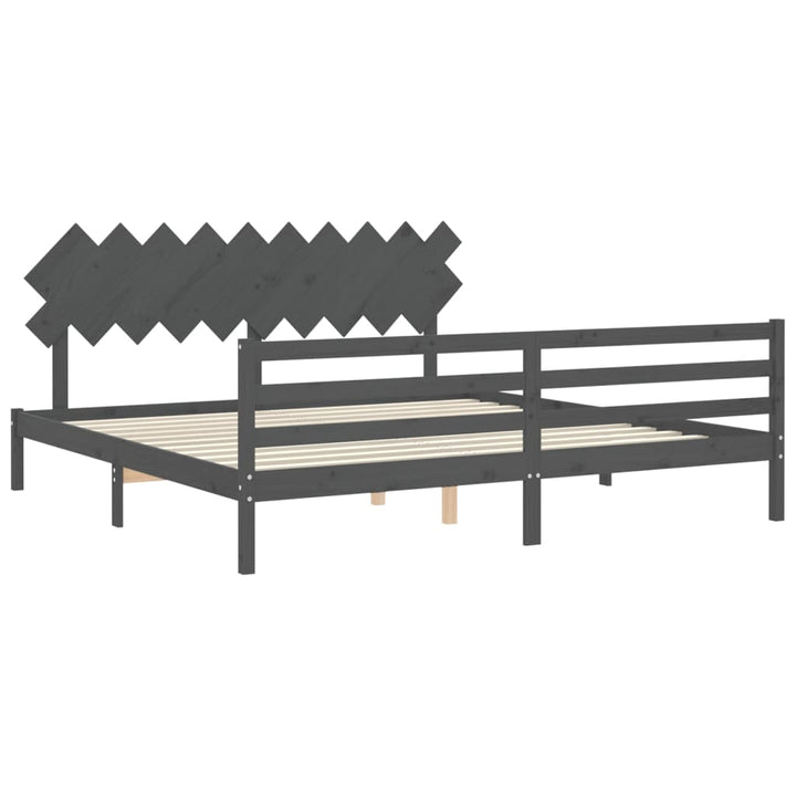 sengeramme med sengegavl 200x200 cm massivt træ grå