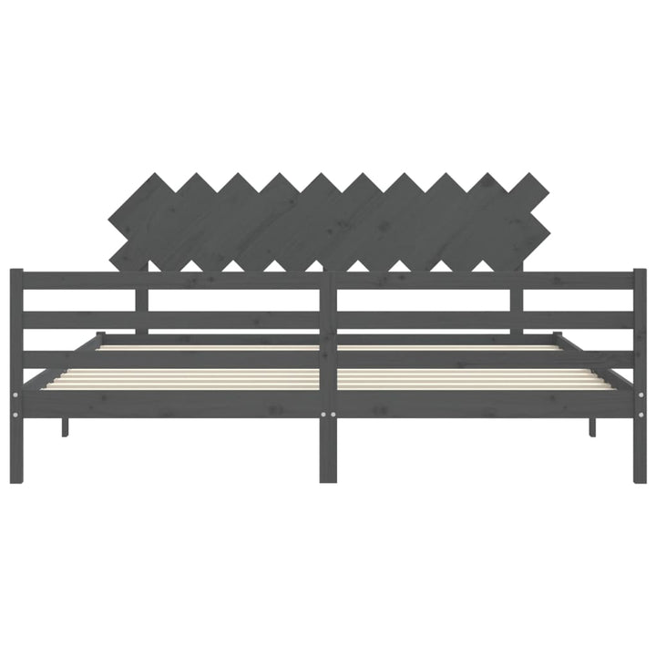 sengeramme med sengegavl 200x200 cm massivt træ grå