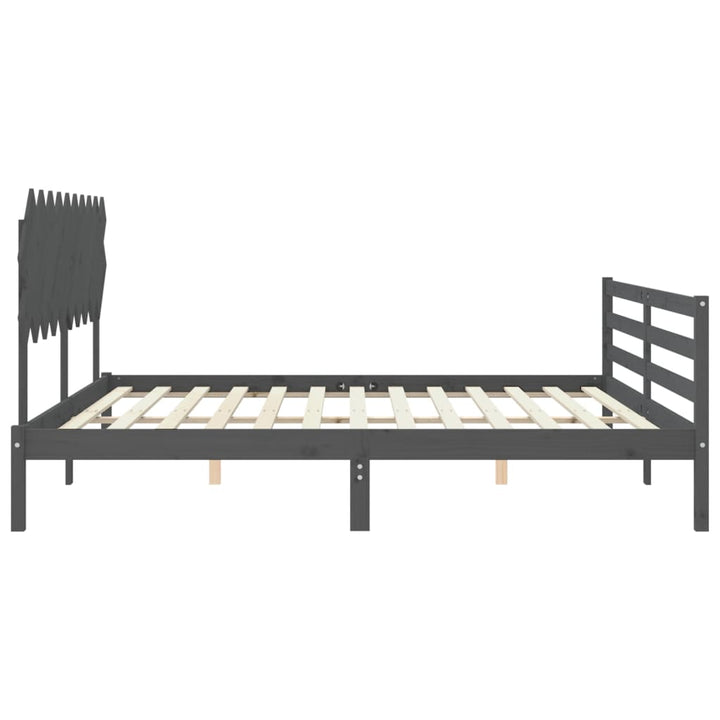 sengeramme med sengegavl 200x200 cm massivt træ grå