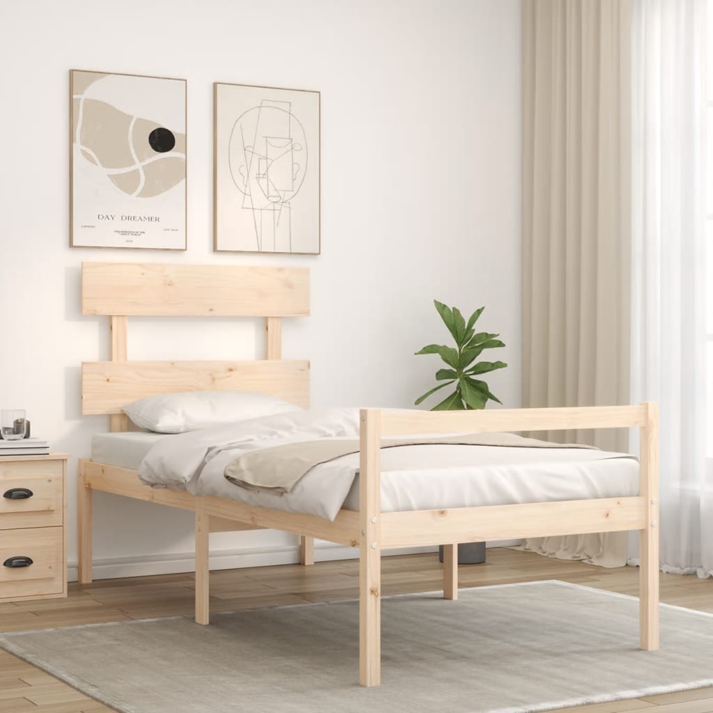 seniorseng med sengegavl 90x200 cm massivt træ