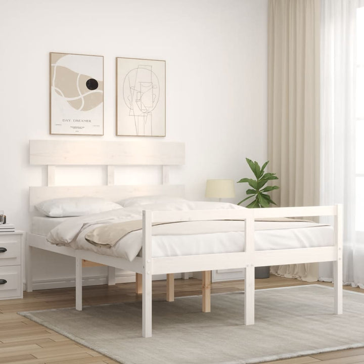 seniorseng med sengegavl 120x200 cm massivt træ hvid