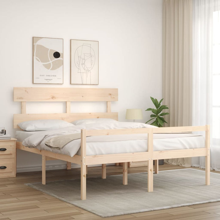 seniorseng med sengegavl 160x200 cm massivt træ