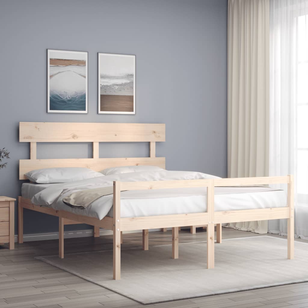 seniorseng med sengegavl 160x200 cm massivt træ