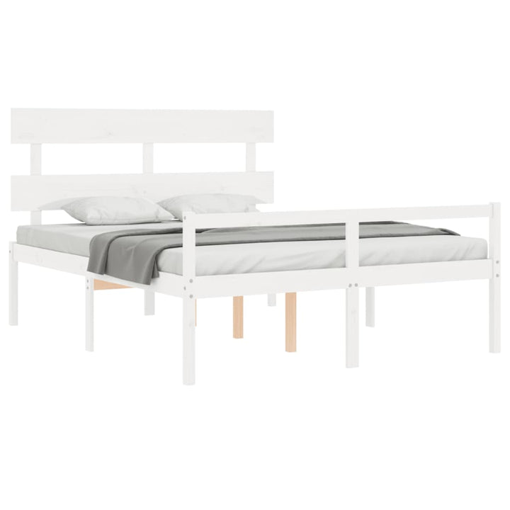 seniorseng med sengegavl 160x200 cm massivt træ hvid