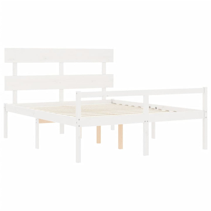 seniorseng med sengegavl 160x200 cm massivt træ hvid