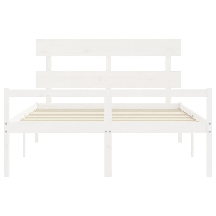 seniorseng med sengegavl 160x200 cm massivt træ hvid