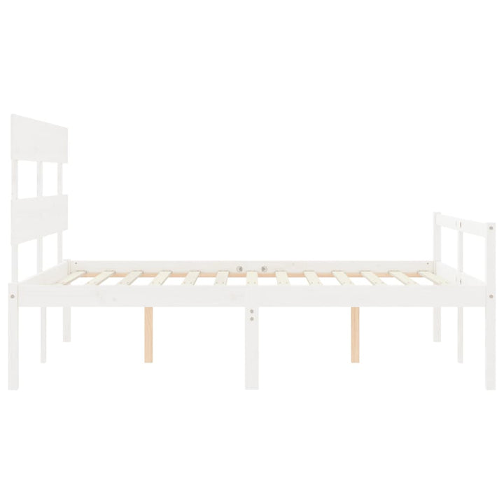 seniorseng med sengegavl 160x200 cm massivt træ hvid
