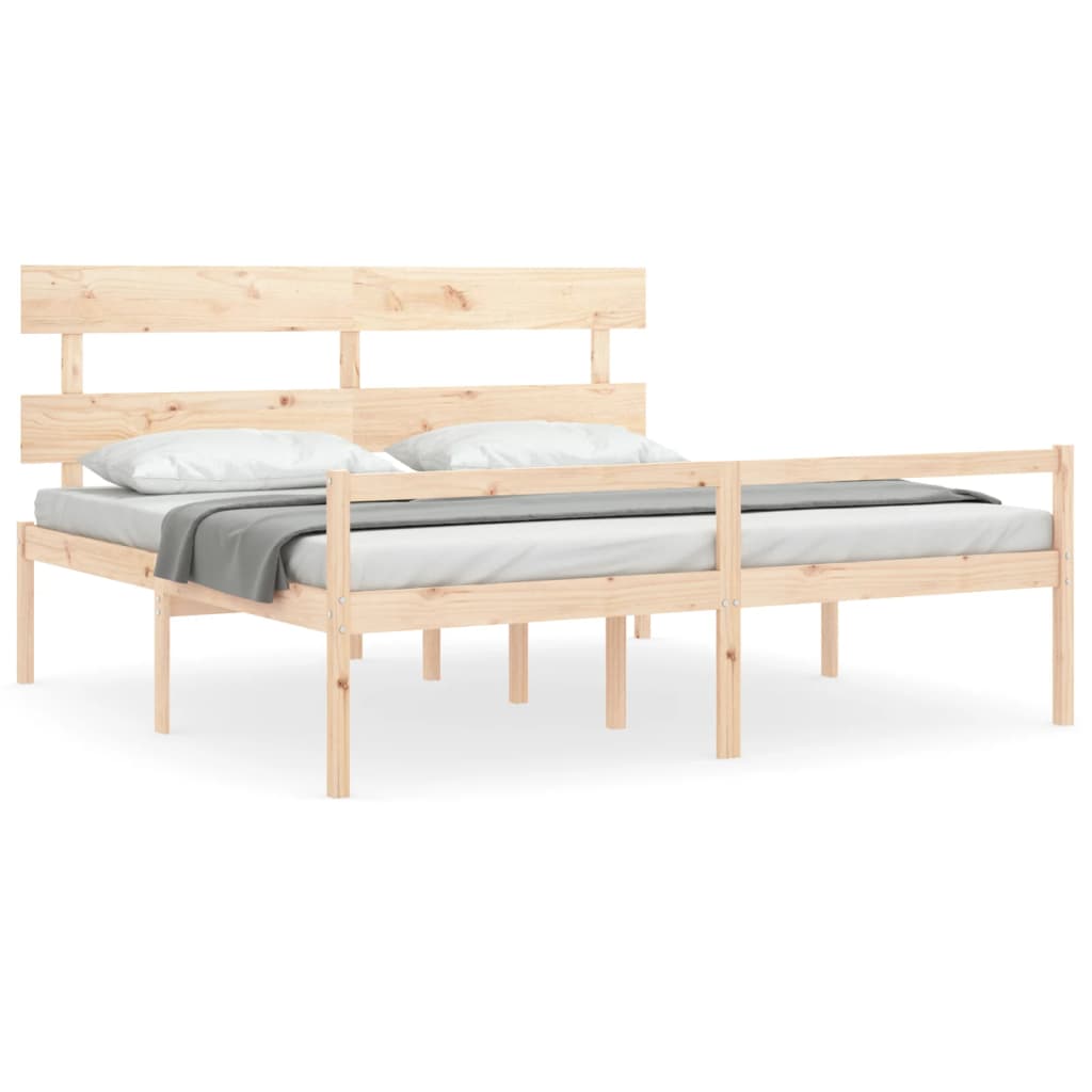 seniorseng med sengegavl 200x200 cm massivt træ