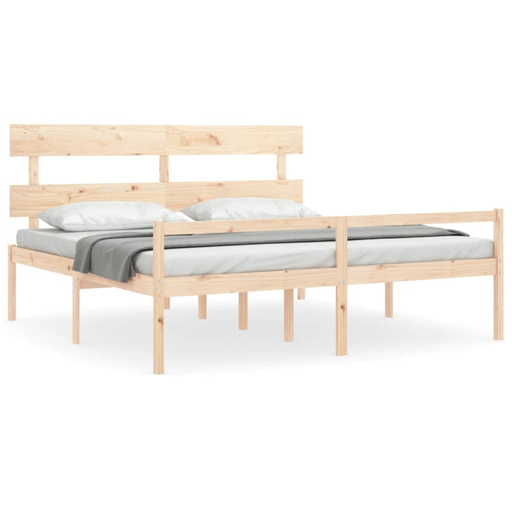 seniorseng med sengegavl 200x200 cm massivt træ