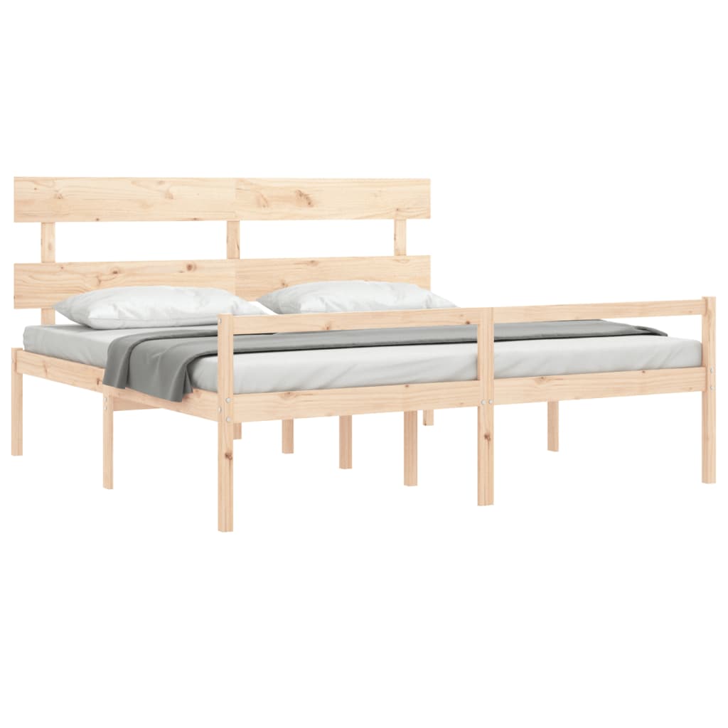 seniorseng med sengegavl 200x200 cm massivt træ
