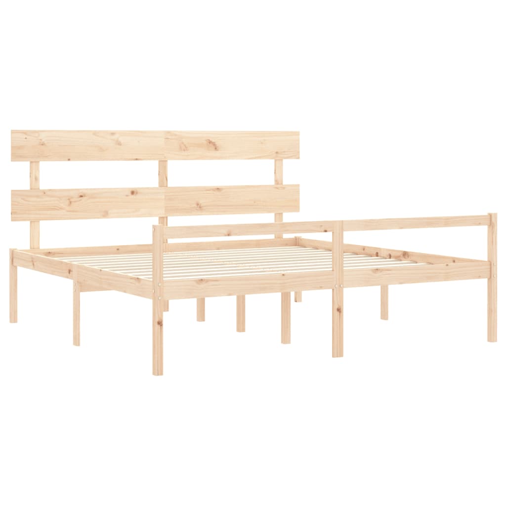 seniorseng med sengegavl 200x200 cm massivt træ