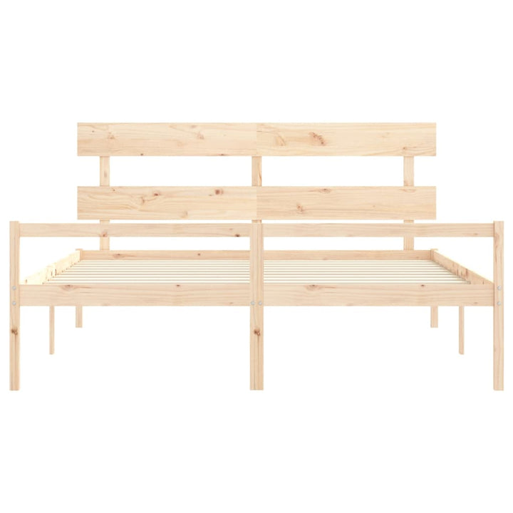 seniorseng med sengegavl 200x200 cm massivt træ