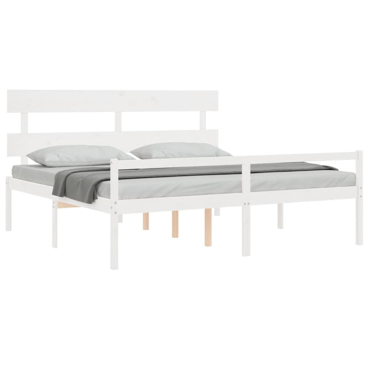 seniorseng med sengegavl 200x200 cm massivt træ hvid