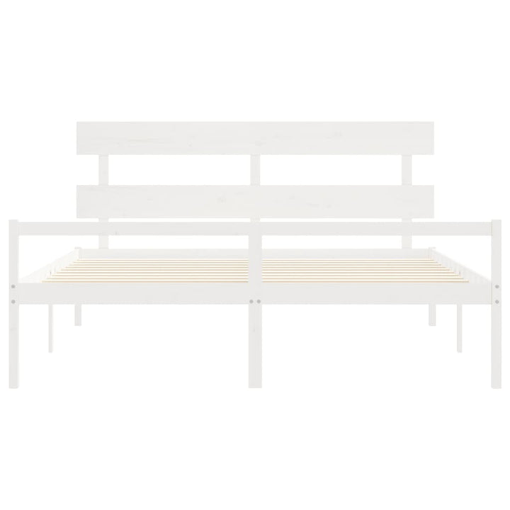 seniorseng med sengegavl 200x200 cm massivt træ hvid