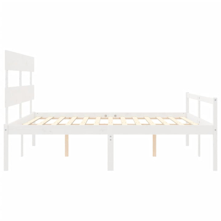 seniorseng med sengegavl 200x200 cm massivt træ hvid