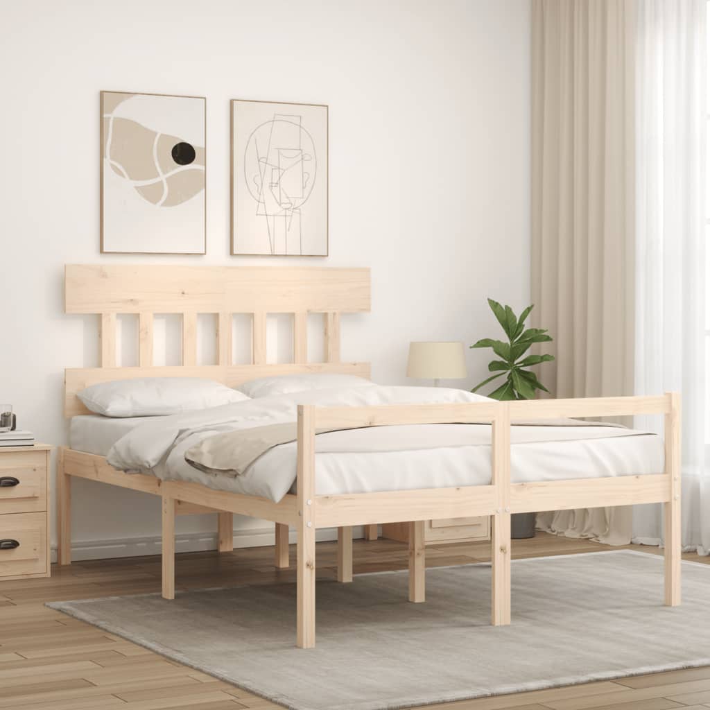 seniorseng med sengegavl 140x190 cm massivt træ