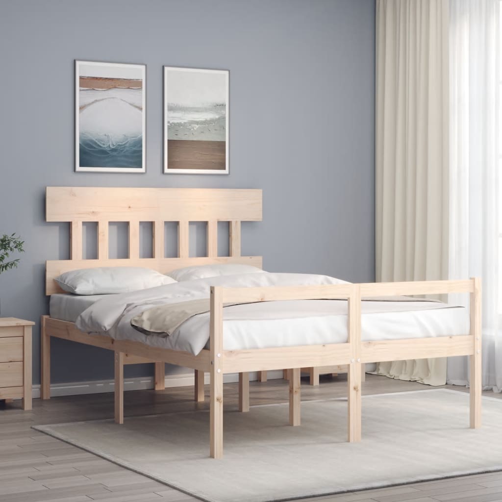 seniorseng med sengegavl 140x190 cm massivt træ