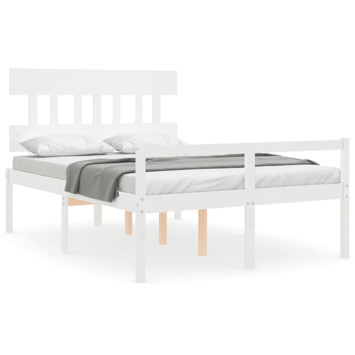 seniorseng med sengegavl 140x190 cm massivt træ hvid