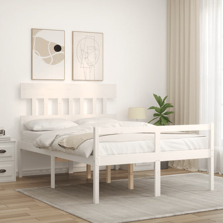 seniorseng med sengegavl 140x190 cm massivt træ hvid