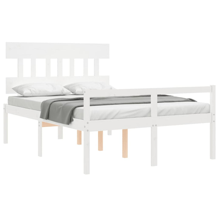 seniorseng med sengegavl 140x190 cm massivt træ hvid