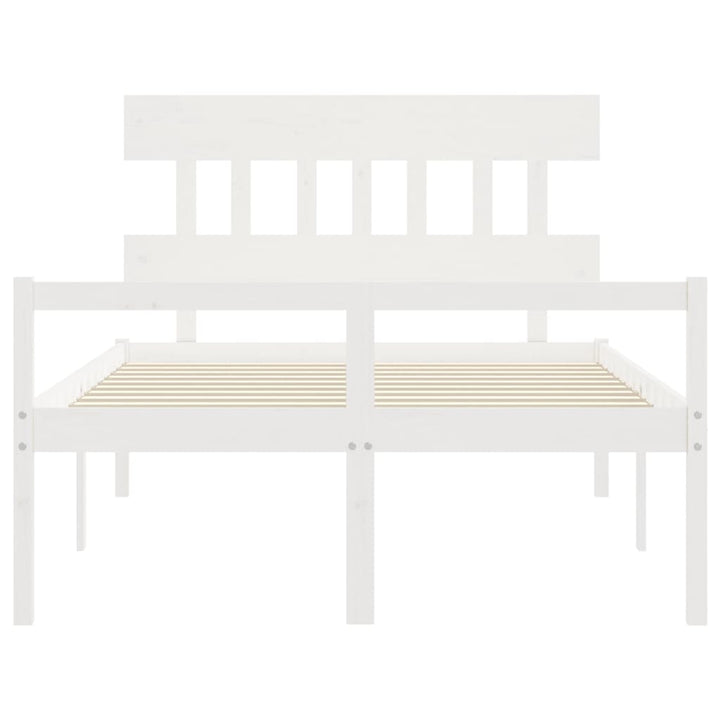 seniorseng med sengegavl 140x190 cm massivt træ hvid