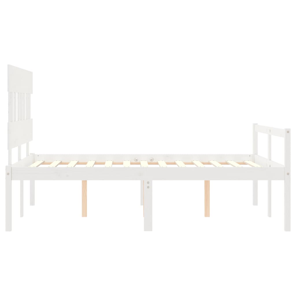 seniorseng med sengegavl 140x190 cm massivt træ hvid