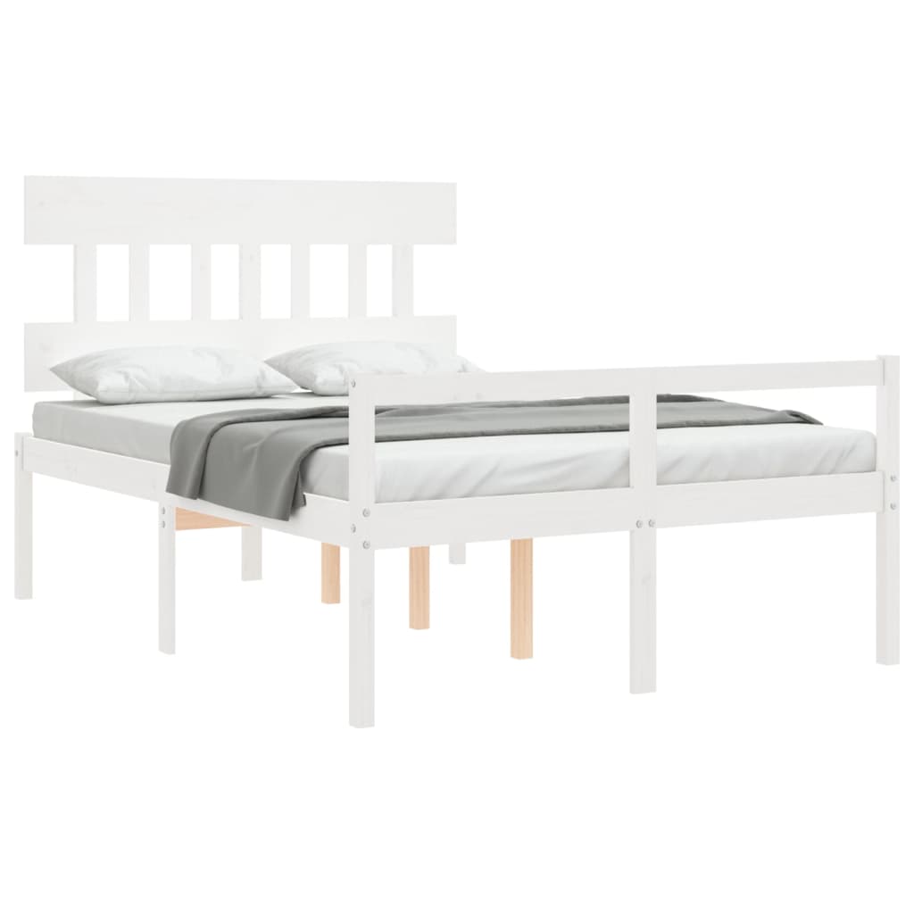 seniorseng med sengegavl 120x200 cm massivt træ hvid