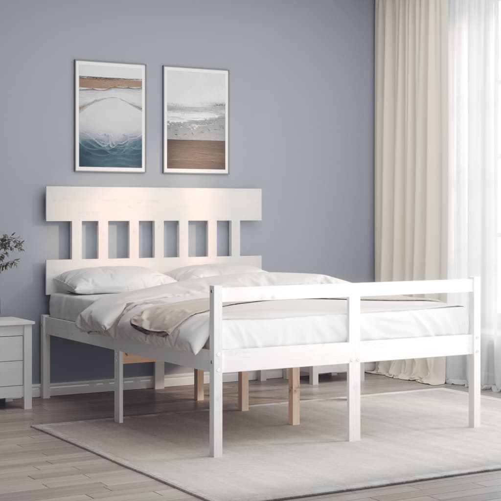 seniorseng med sengegavl 120x200 cm massivt træ hvid