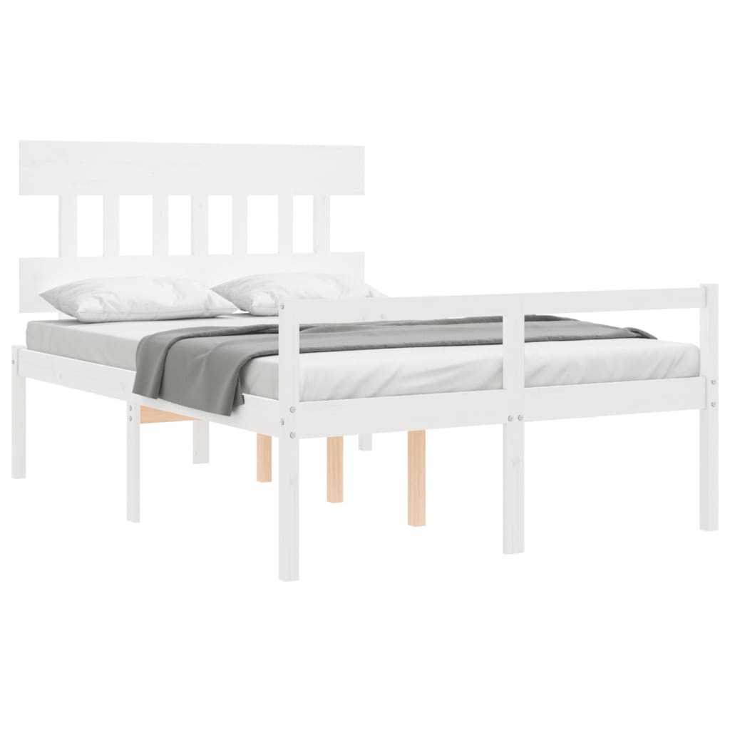 seniorseng med sengegavl 140x200 cm massivt træ hvid