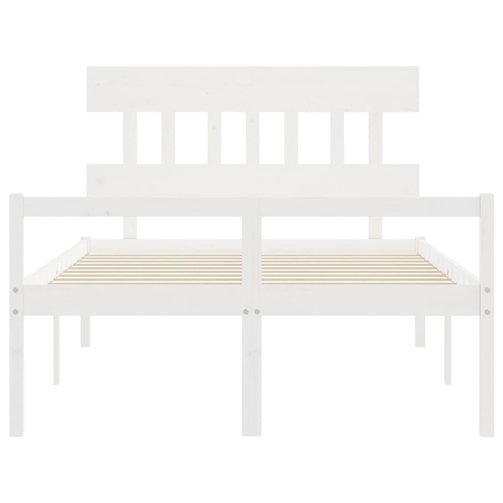 seniorseng med sengegavl 140x200 cm massivt træ hvid