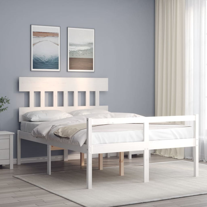 seniorseng med sengegavl 140x200 cm massivt træ hvid