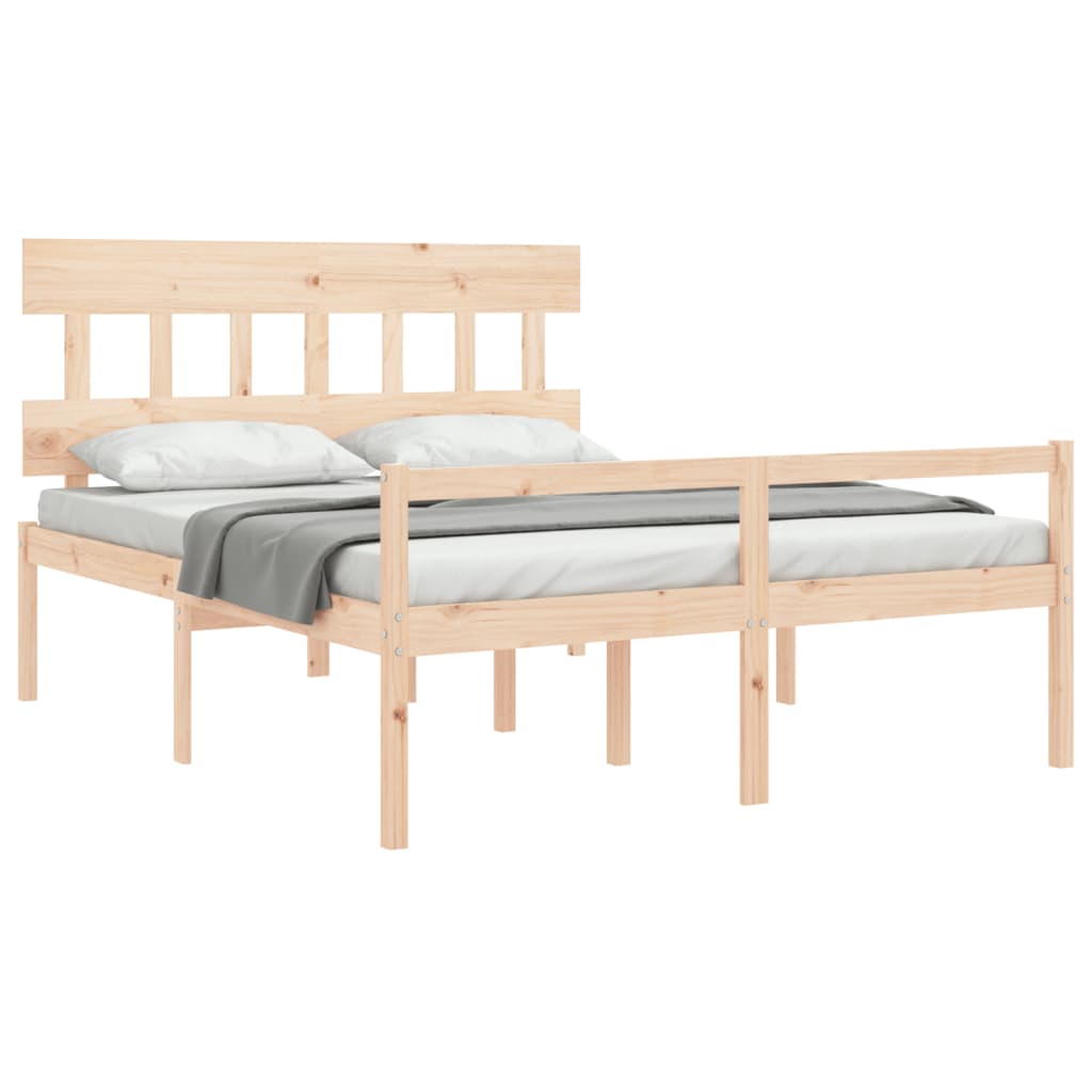 seniorseng med sengegavl 160x200 cm massivt træ