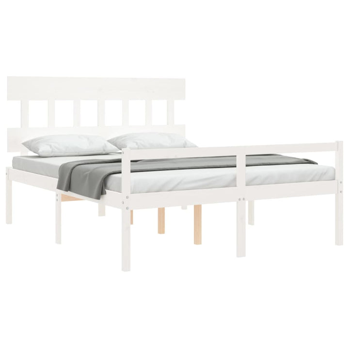 seniorseng med sengegavl 160x200 cm massivt træ hvid