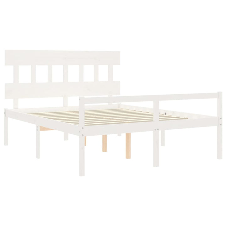 seniorseng med sengegavl 160x200 cm massivt træ hvid